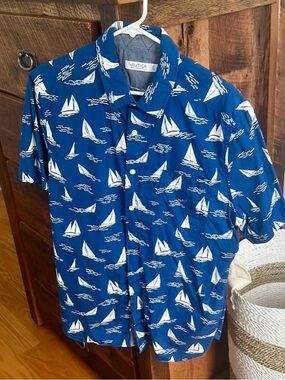 Nautica Royal Blue Sailboat Camp Shirt